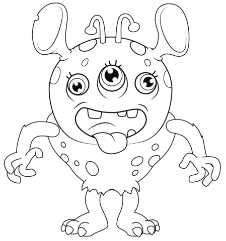 Cute Alien Monster Coloring Page